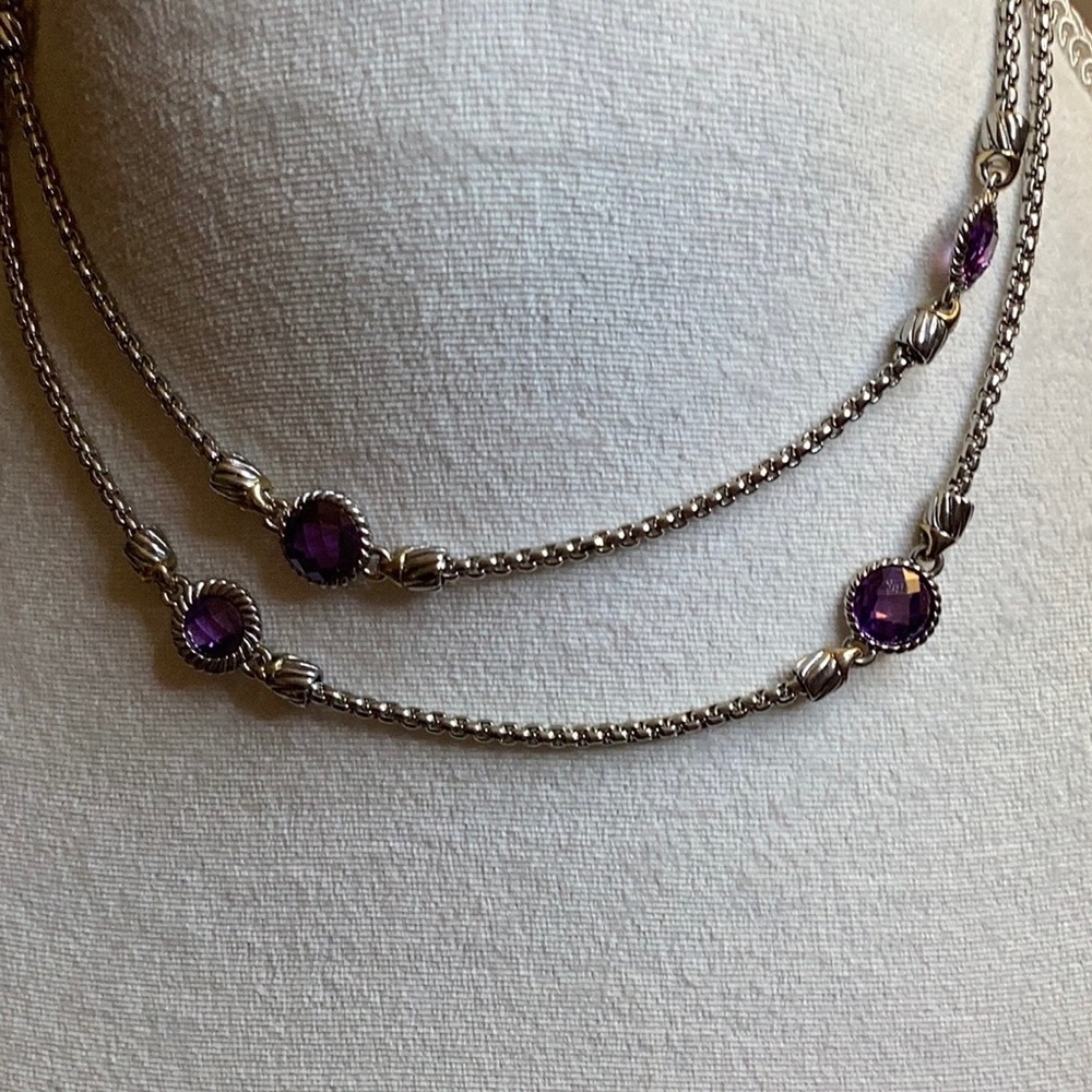 Necklace, amethyst station stones, good condition